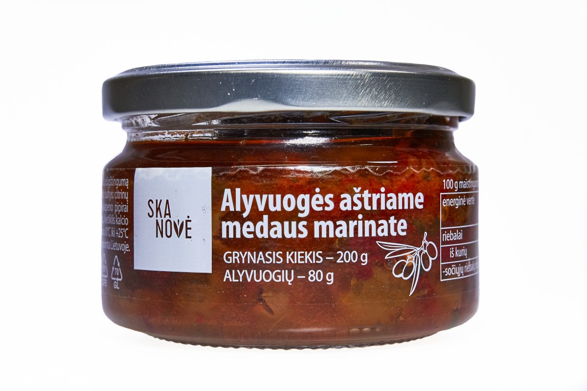 Alyvuogės aštriame medaus marinate, 200g