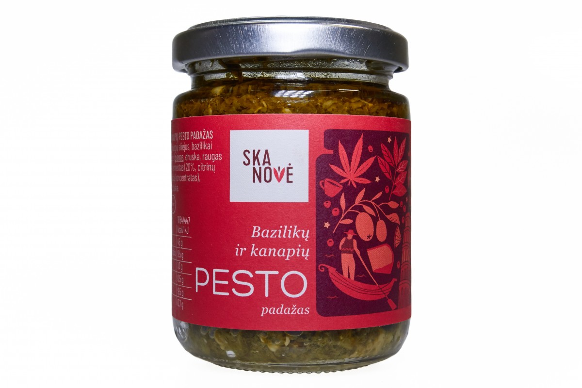 Bazilikų ir kanapių pesto padažas, 145g